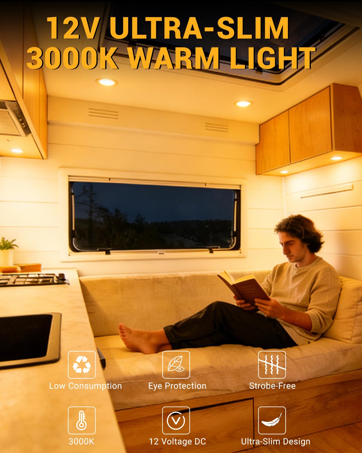 6 Pezzi Faretti 12 Volt per Camper Faretto 12V LED per Camper 3000K 210LM 5W Non Incasso per Roulotte Furgone Barca Cucina