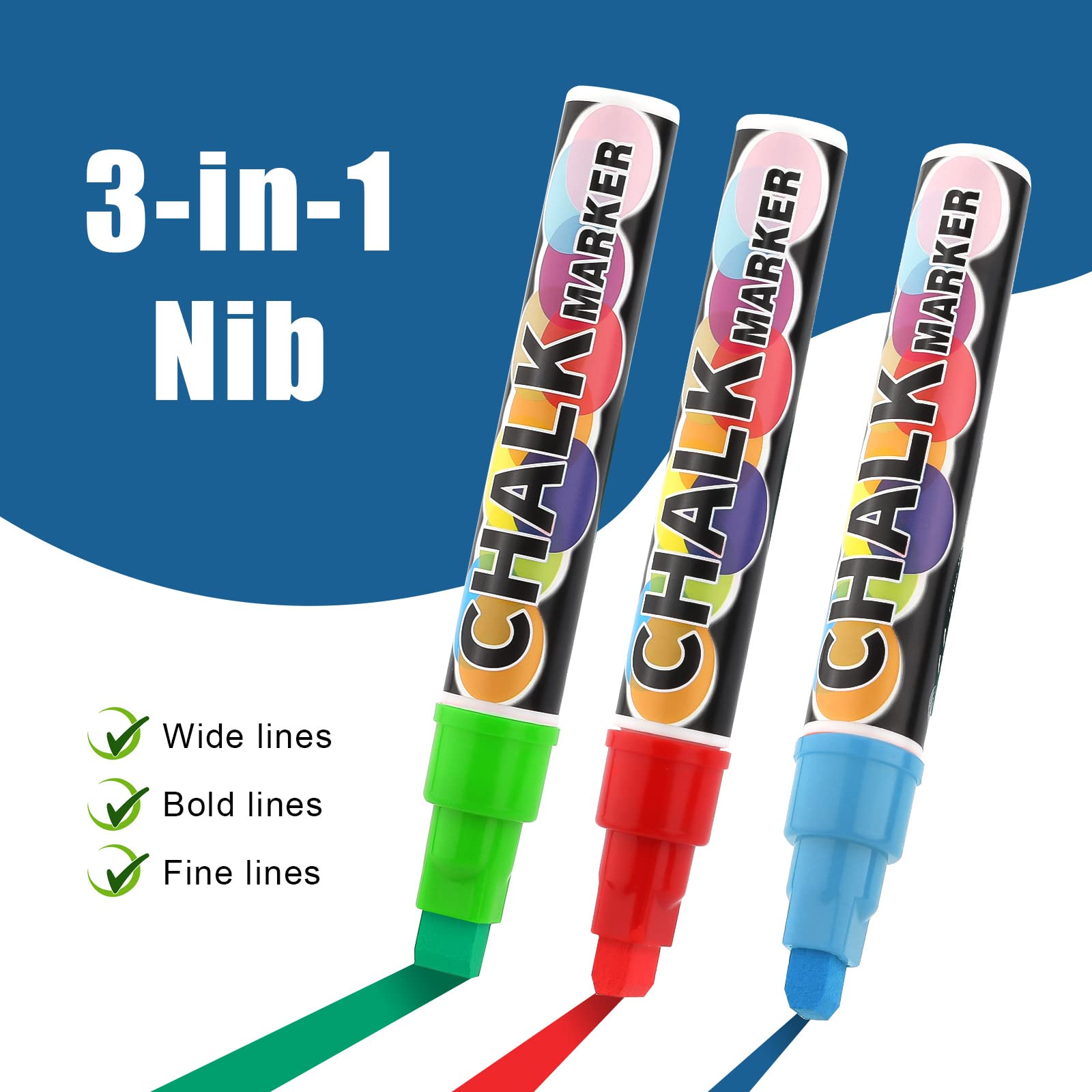 Pennarelli Gesso Liquido Cancellabili OfficeTree - 8 Colori Per Lavagna, Vetro, Superfici Lisce - Foto 7