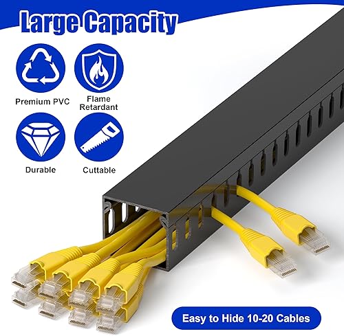 Miniatura 3 de Kit profesional de gestión de cables para rack de servidor de 63 pulgadas (4 x 15.7 pulgadas), kit de canal de cable de 1.4 x 1.6 pulgadas, conducto