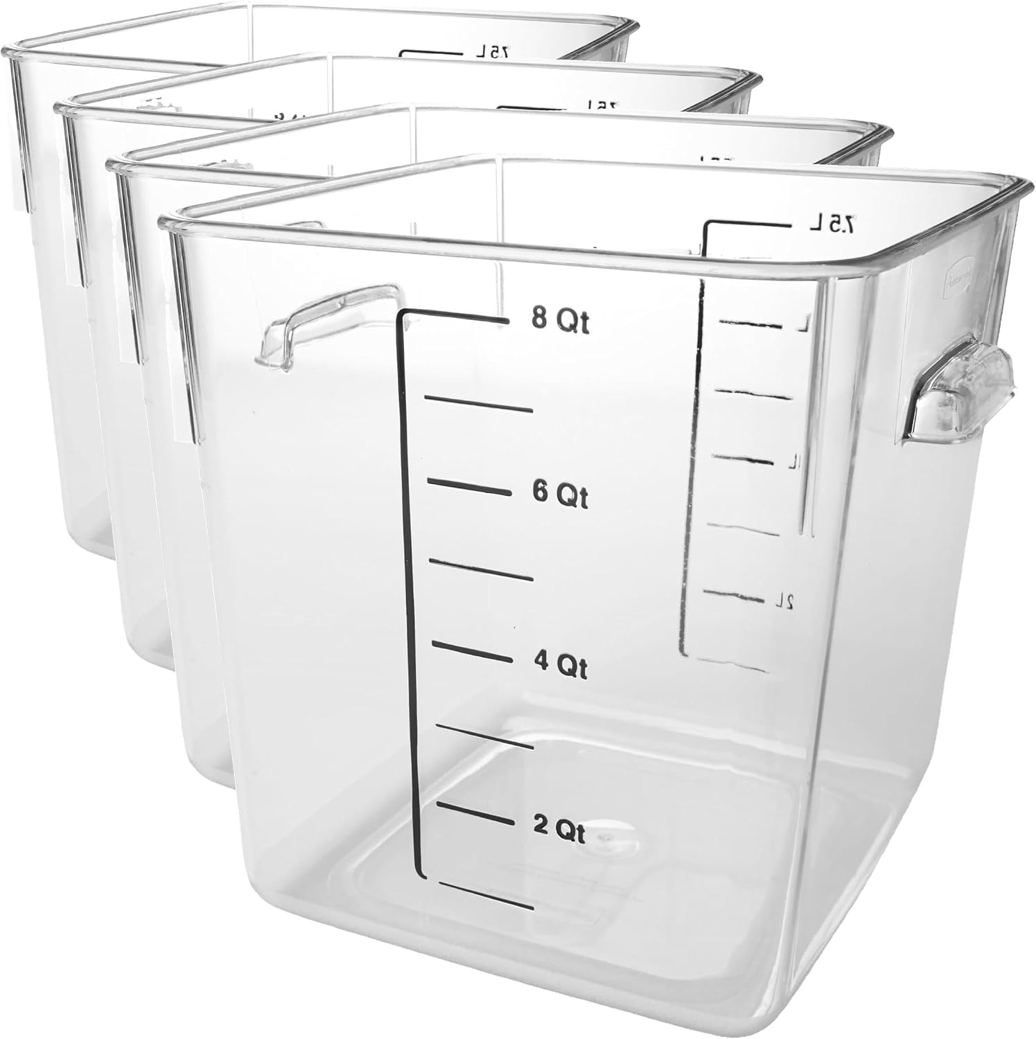 Rubbermaid Commercial Products Space Saving Food Storage Container, 8-Quart, Clear,-40 F to 121 F Temperature Range, Best use for Restaurant Kitchens/Wet and Dry Food/Meats/Pasta,Lid not included