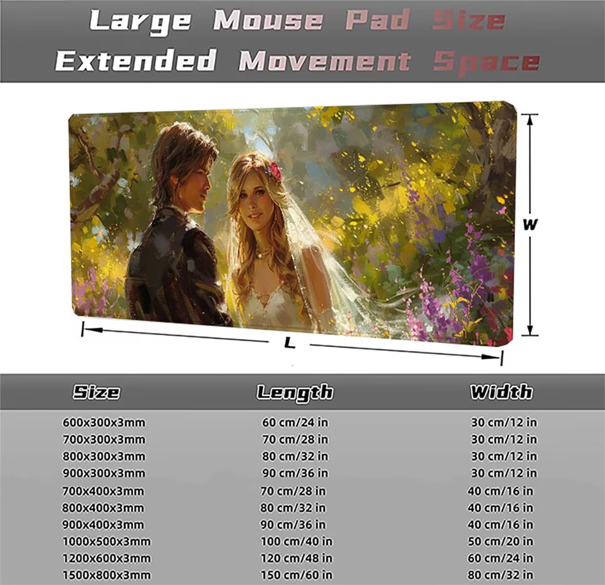 Tappetino per Mouse Gaming XXL 1200x600x3mm– Ufficio Mousepad Grande – Migliora la Velocità e la Precisione Tenuta Stabile Sottomano per Ufficio e Casa Accessori Scrivania Arte Figurativa PjY757 5-M
