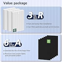 Vista 3 de Filtro HEPA HPA300 de repuesto para purificadores de aire Honeywell serie HPA300, HPA300VP, HPA304, HPA3300, HPA5300, HPA8350, reemplazo HRF-R3