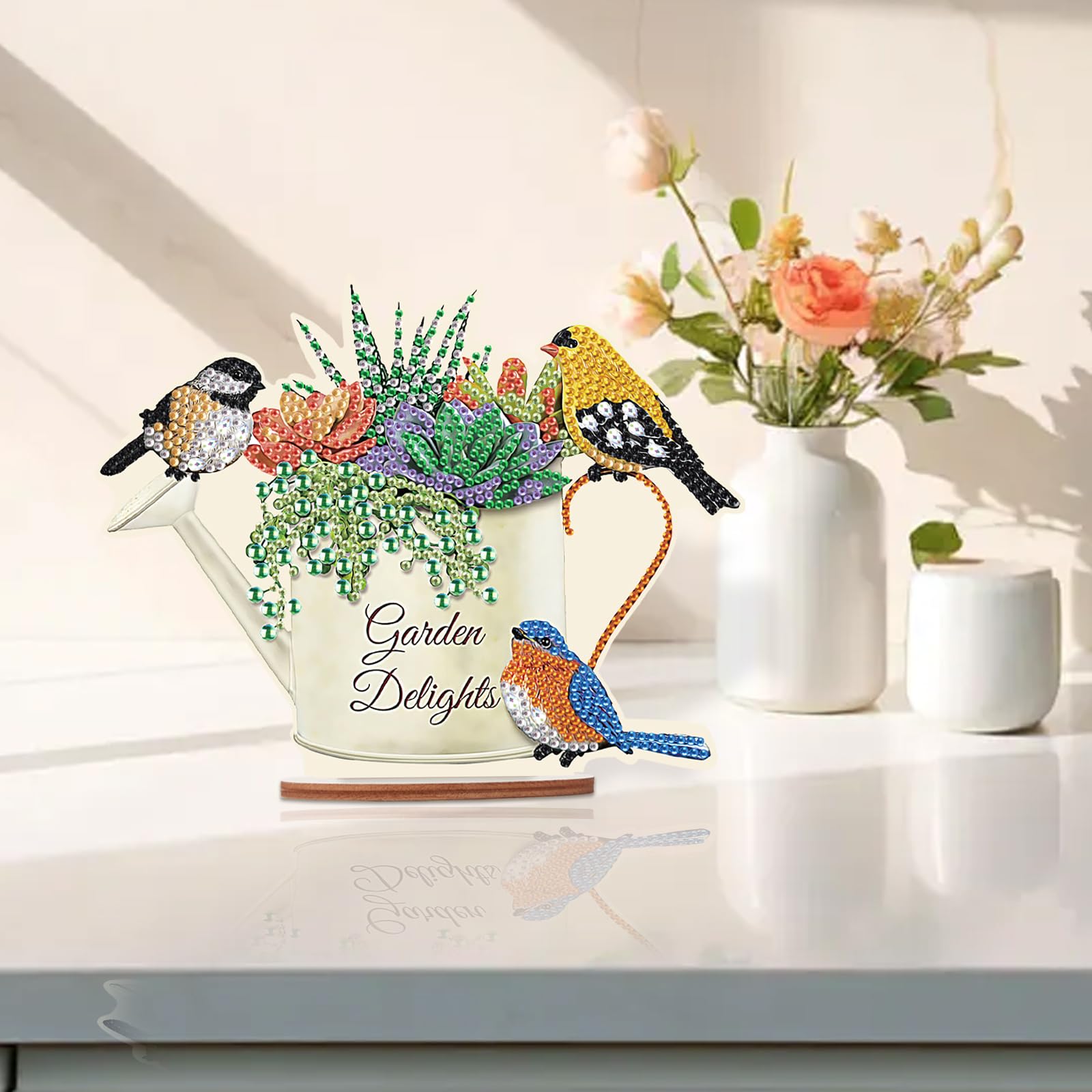 DCIDBEI 5D Diamant-Painting Objets De Décoration | Diamond Painting Fleurs Et Oiseaux| Tableau Diamant Statues Décoratives |Cadeaux Enfants