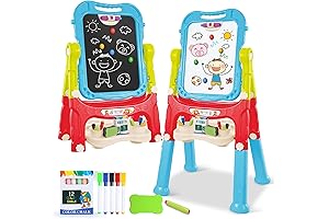 Toddler Art Easel Toys: Magnetic Chalkboard and Whiteboard Easel for Kids