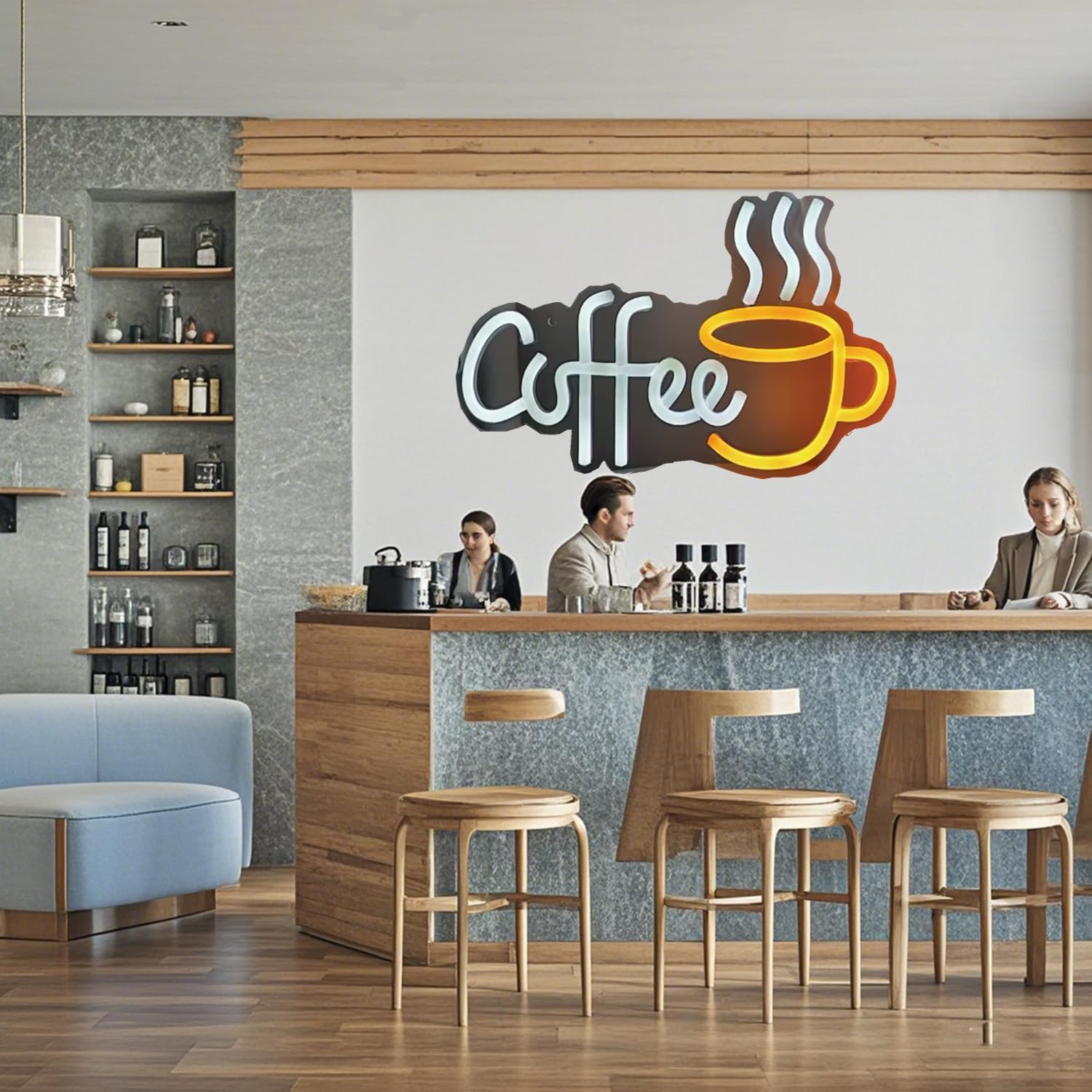 Coffee Bar Sign Wall Decor,LED Coffee Neon Light up Signs for Coffee Station Decor,Coffee Decorations for Coffee Bar Kitchen Decor Accessories,with Dimmable Switch and Hanging Chain,5V USB Powered