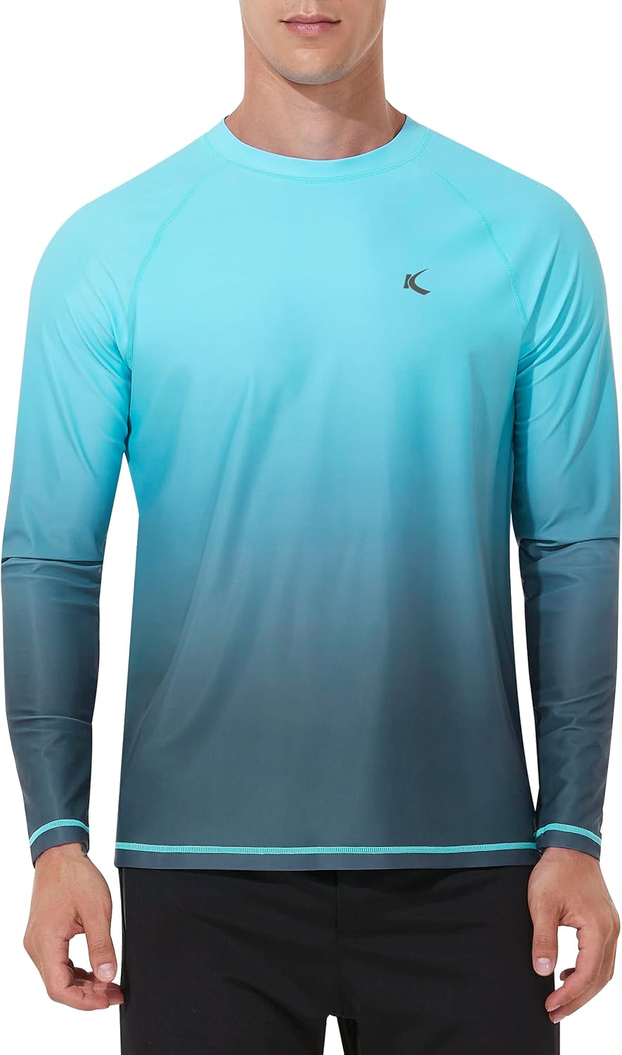 Mens Rash Guard UPF 50+ Swim Shirts UV Sun Protection T-Shirt Quick Dry Long Sleeve Beach Shirts for Fishing