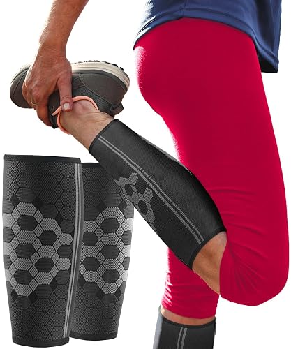 Sparthos Calf Compression Sleeves (XL, Black) - Breathable Support Sleeves for Men and Women, 2 Pack