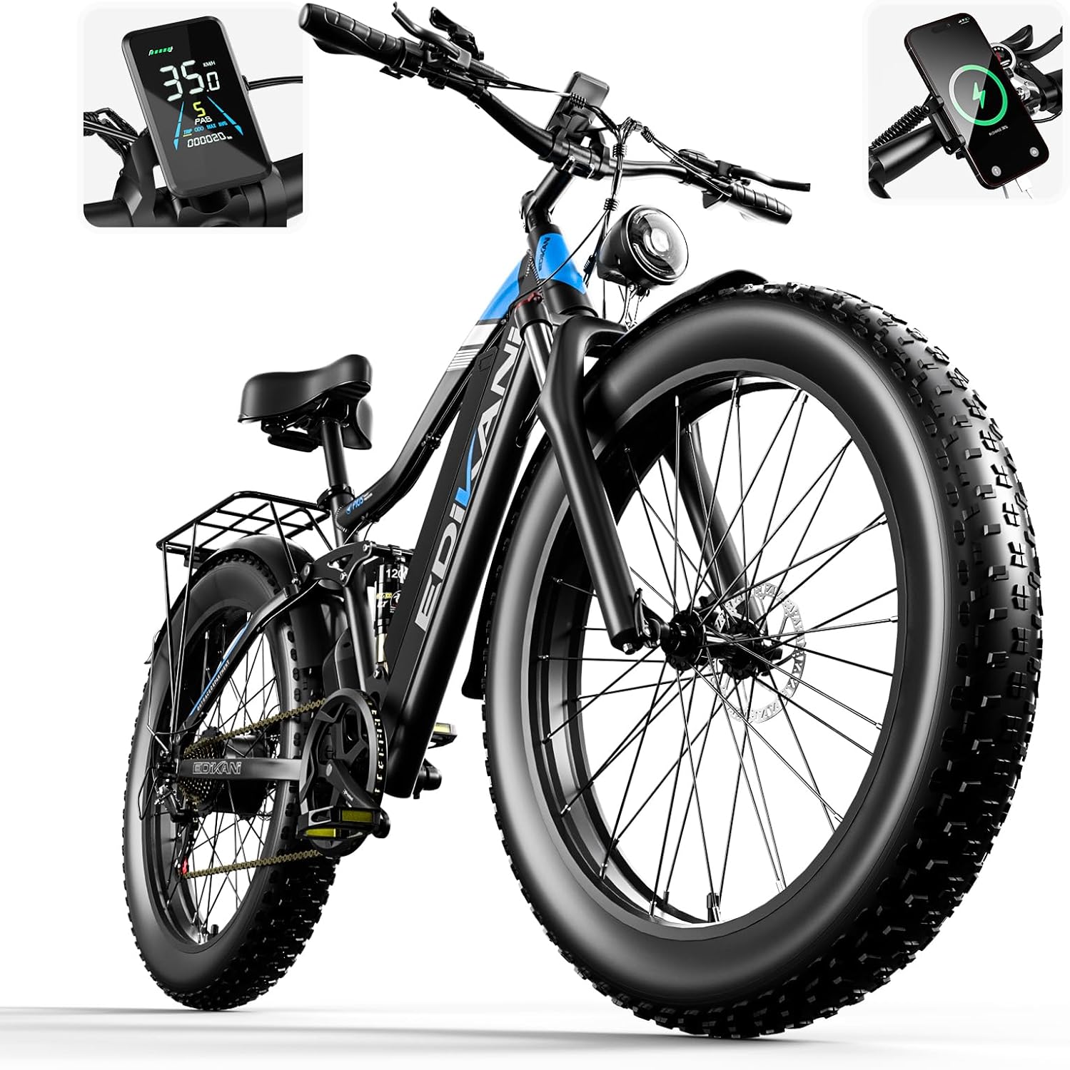 Electric Bike, Peak 2000W 17.5Ah Fat Tire Ebike for Adults, 35mph 70 Miles Electric Bicycle for Men with Hydraulic Brakes, Color Display, Full Suspension Off Road Mountain E Bike Electric Bike, Peak 2000W 17.5Ah Fat Tire Ebike for Adults, 35mph 70 Miles Electric Bicycle for Men with Hydraulic Brakes, Color Display, Full Suspension Off Road Mountain E Bike