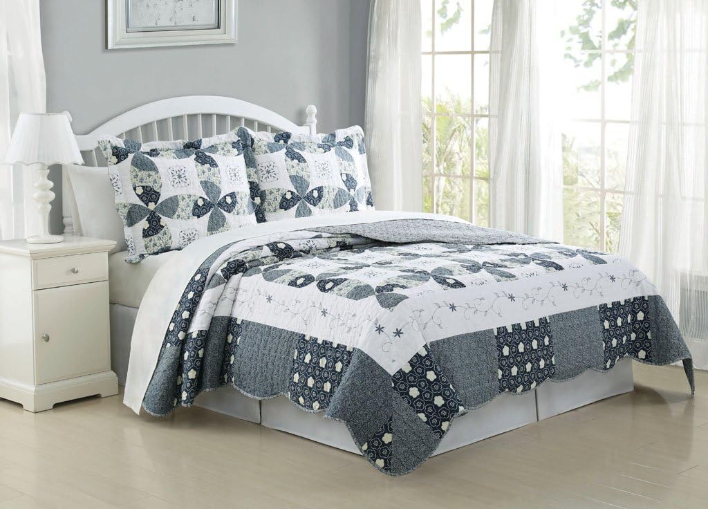 3 Piece King Regina Wedding Ring Quilt Set Home & Kitchen