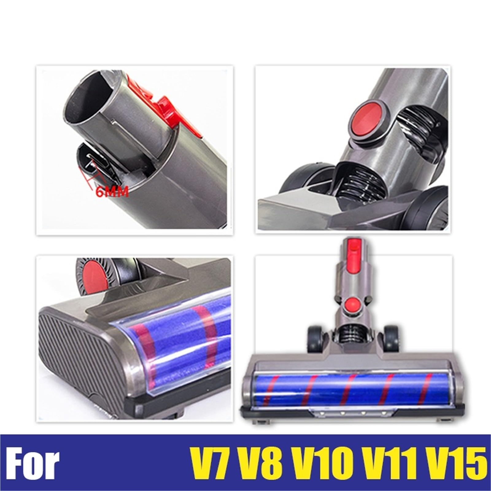 Kompatybilny Z Dyson V7 V8 V15 Motorized Brush Roll | Głowica Turbo Anti-Tangle | Silniejsze Ssanie | Części Do Odkurzaczy
