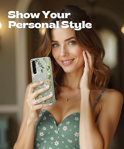 Miniatura 6 de Gronda Funda para teléfono Samsung Galaxy A56A36 5G, funda protectora de diseño floral verde transparente, suave, duradera, a prueba de golpes,