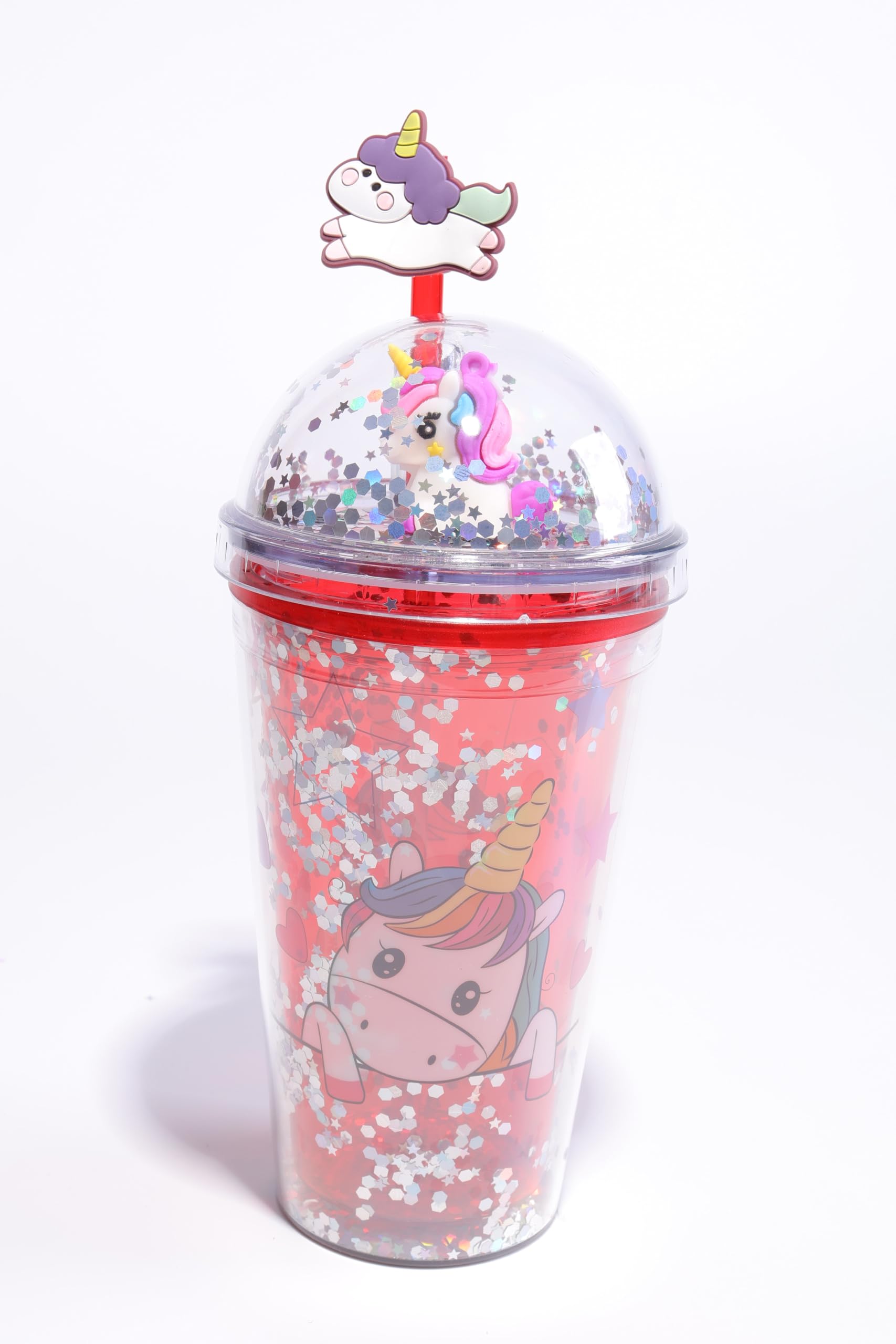 SUMMER Trinkbecher Mit Deckel & Halm – Wiederverwendbar, Doppelwandig, Auslaufsicher, 450 Ml, Buntes Design