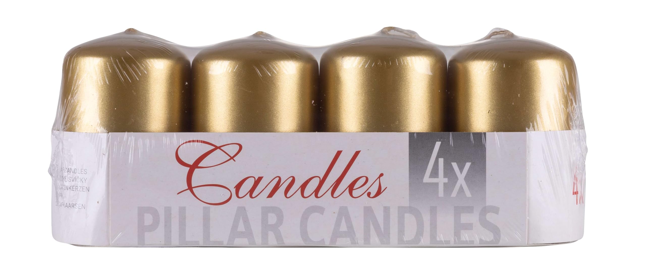 Donau Home Pillar Candle, Paraffin Candle, Advent Varnish, 50 x 80 mm, 4 Pieces, Gold, Pillar Candles, Rustic Candle, Decorative Candles, Wax Candle, for Decoration