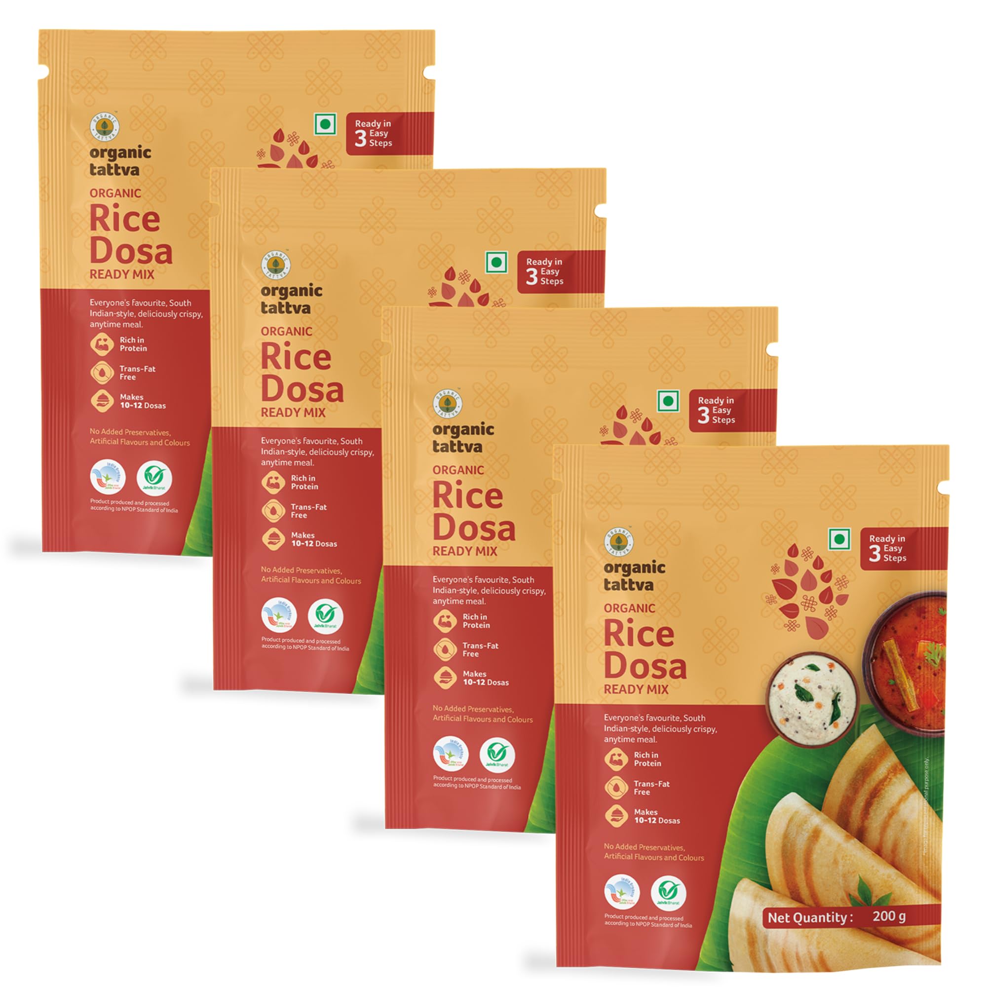 Organic Tattva, Organic Rice Dosa Ready Mix 800 Gram | Rich in Protein, NO Cholesterol and NO Trans-Fat | with Benefits of Rock Salt and Fenugreek Seeds | Ready in 5 Easy Steps-image-1
