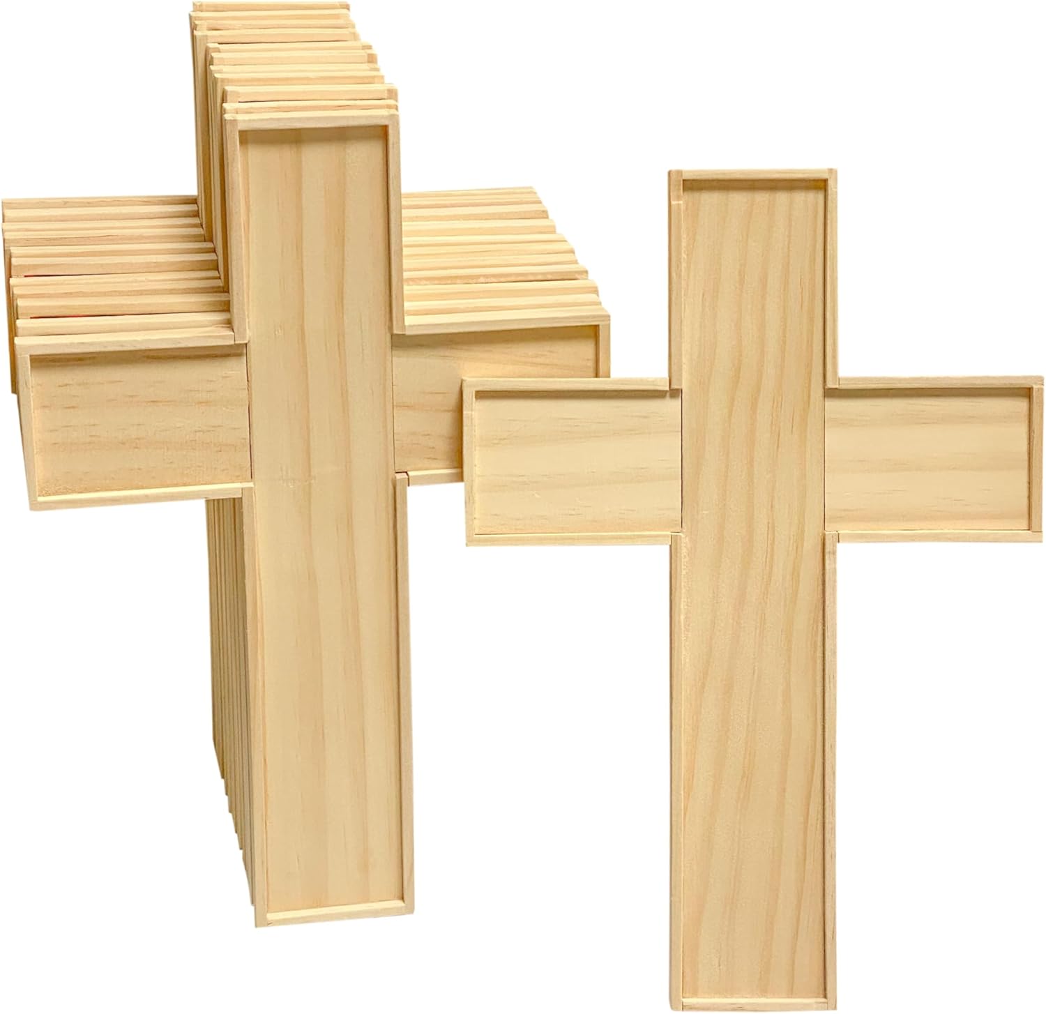 12 Pack 12 Inches Unfinished Wood Crosses Natural Solid Wooden Cross Framed Cross for Party Church School Homemade Crafts (12 x 8.2 x 0.47 inches)