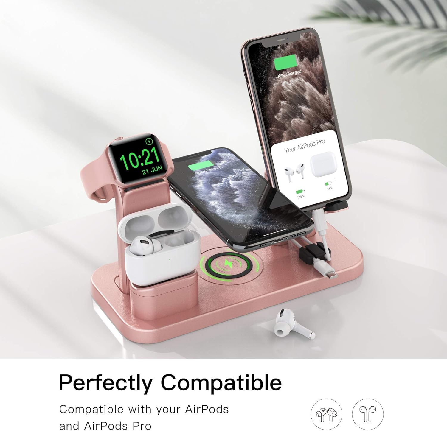 70% оƒƒ Evеrуthіng Wireless Charger Stand, CEREECOO 4 in 1 Wireless Charging Station Dock Compatible with iPhone Series13/12/11/11pro/Xr/Xs/X/Max/8/8Plus Apple Watch 7/6/5/4/3 AirPods Pro/1/2(iWatch Charger Required)