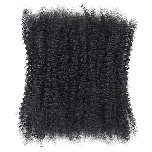 16 Inch Afro Kinky Curly Human Hair Bulk for Permanent Micro Locs/Twists/Braids/Repair Locs Afro Kinky Curly Bulk Human Hair Nature Black Color (1B, 16inch-50g/pack)