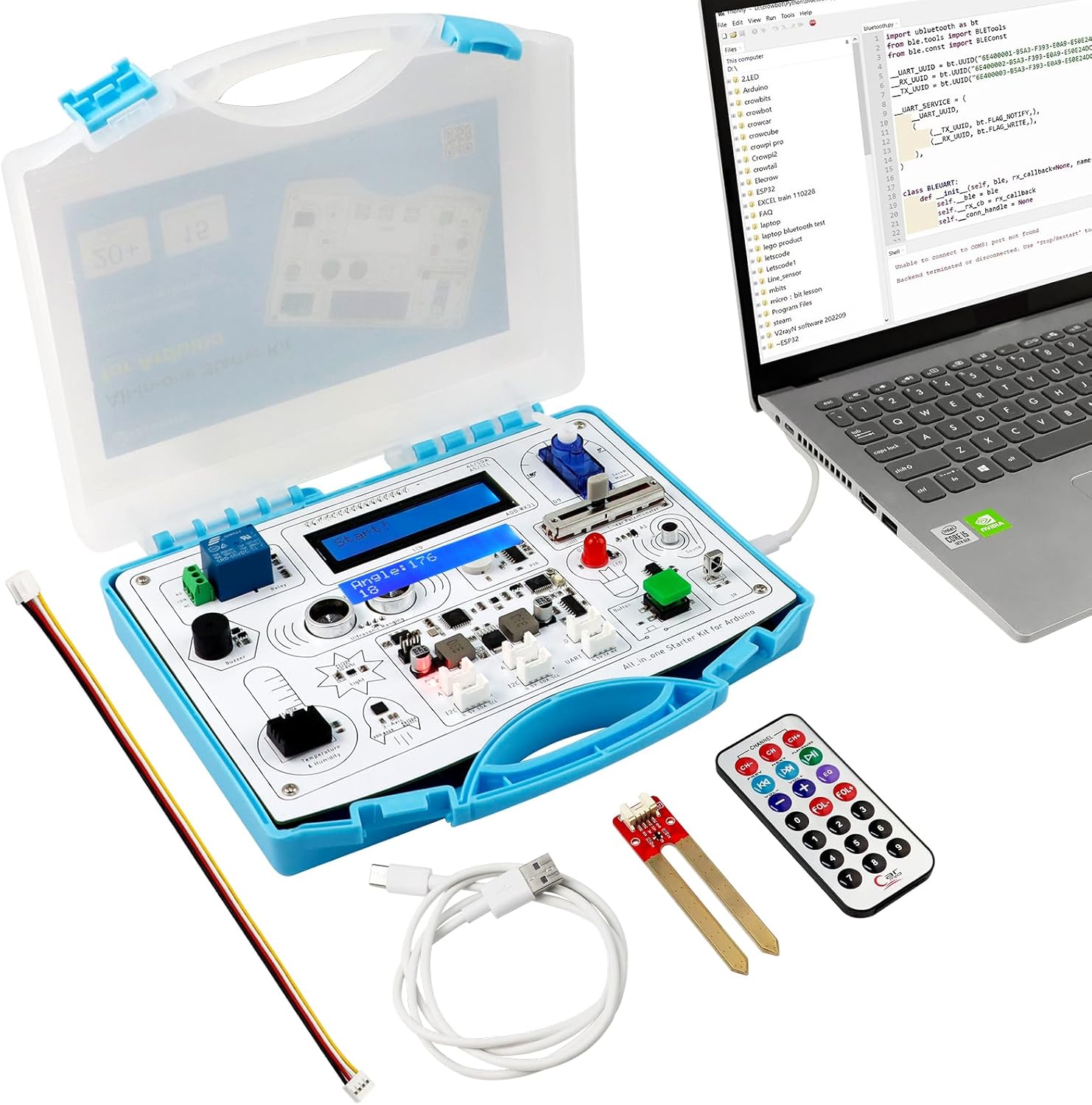 Portable Starter Common Board Kit for Arduino with Tutorial,All in one Compatible with Arduino IDE with 15 Sensors and 21 Lessons