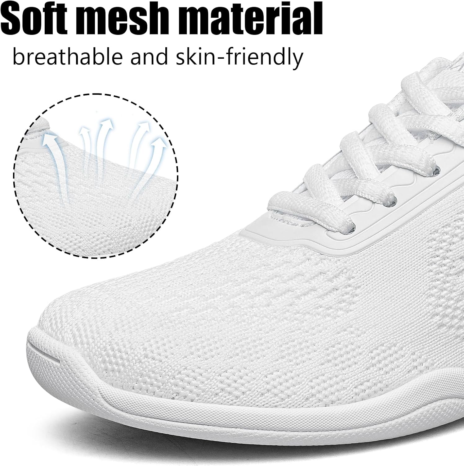 Kids Wide Toe Box Cheer Shoes White Girls Cheer Sneakers