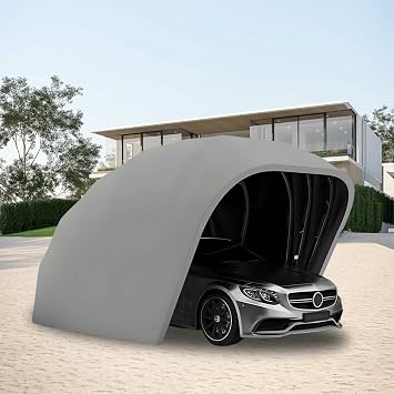 Semi-Automatic Retractable Garage, Stainless Steel Outdoor Folding Carport, Foldable Retractable Car Awning, Portable Car Tent for Parking Lot, Yard, Garden