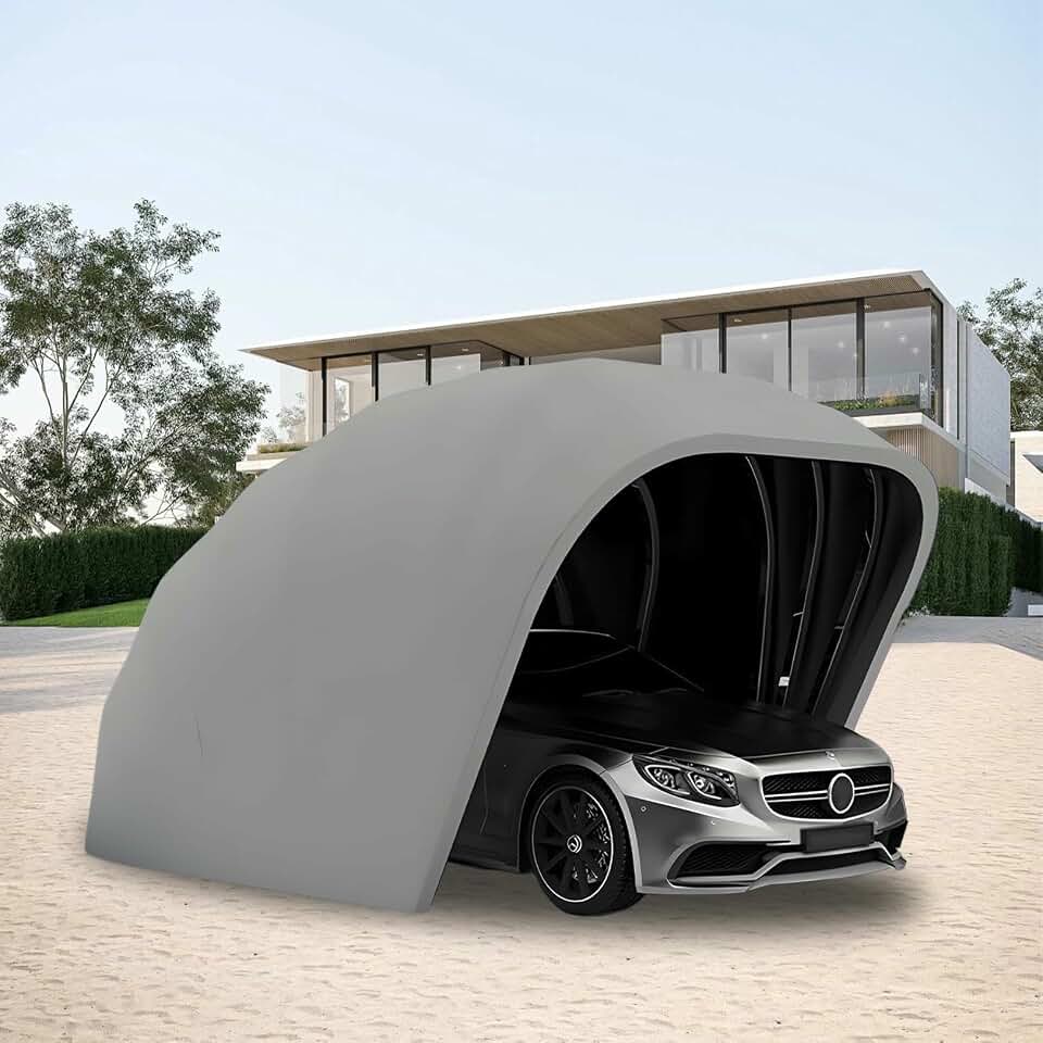 Semi-Automatic Retractable Garage, Stainless Steel Outdoor Folding Carport, Foldable Retractable Car Awning, Portable Car Tent for Parking Lot, Yard, Garden