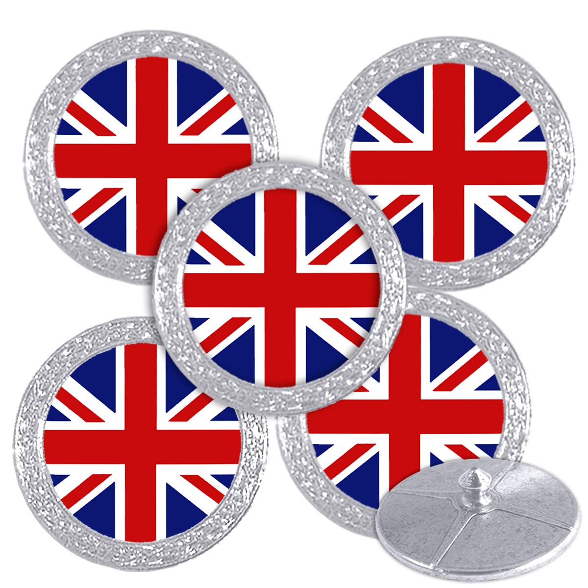 Best Impressions Silver Coloured Golf Ball Markers with Names (UK Flag) โ image 1
