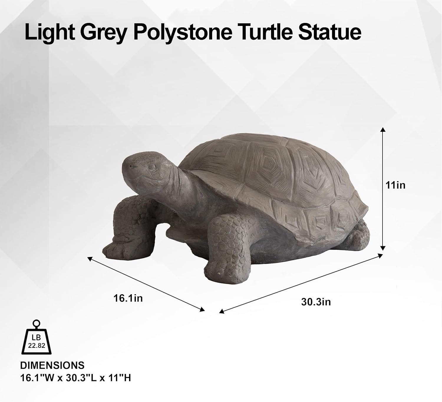 30.3" Light Grey Polystone Turtle Garden Statue
