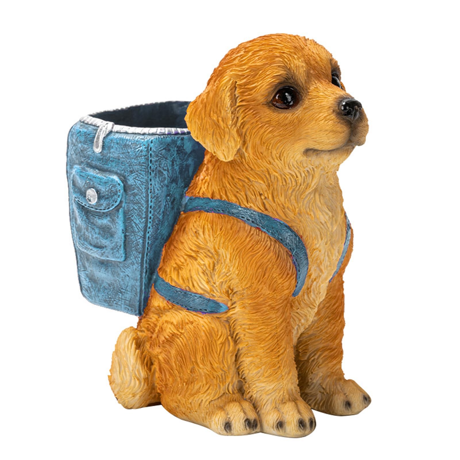 bayicie Puppy Backpack Pen Holder, Animal Stationery Storage Ornament, Resin Desktop Organizer Blue