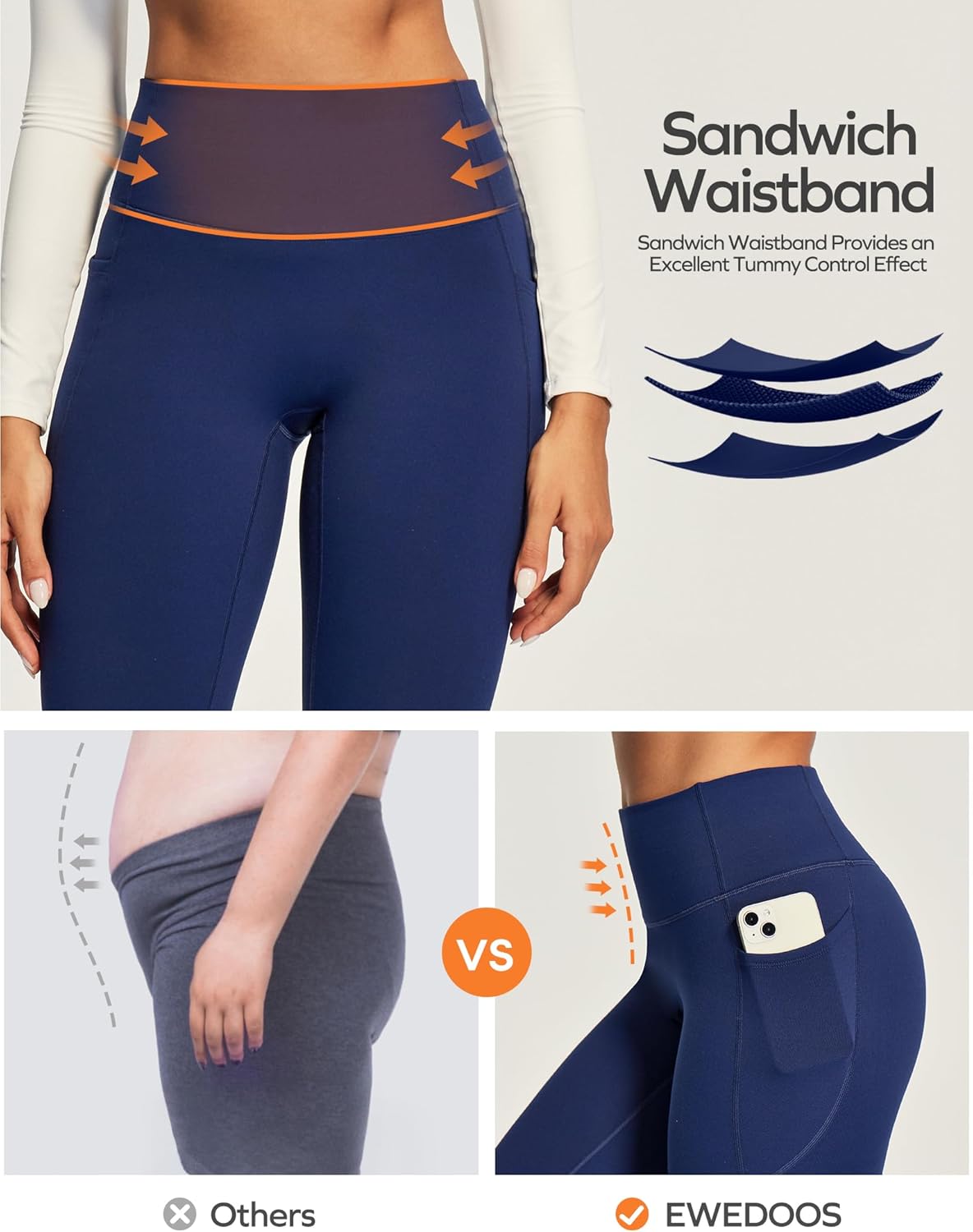 Ewedoos Fleece Lined Leggings Women No Front Seam Compression Thermal Leggings Tummy Control with Pockets Warm Yoga Pants - Image 3