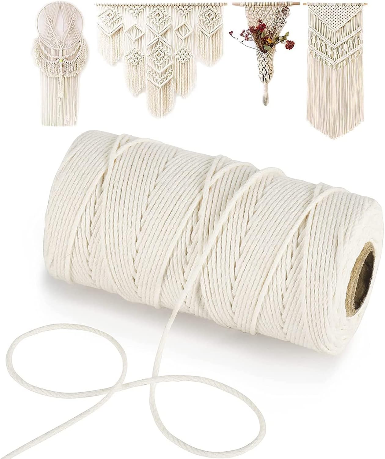ECVV® 100 M Cooking Twine, Strong Food Safe Cotton Wraps String for Tying Meat, Baking, DIY Crafts, Gifts Making Sausage Packaging Decoration Macrame Cord Thickness 2MM