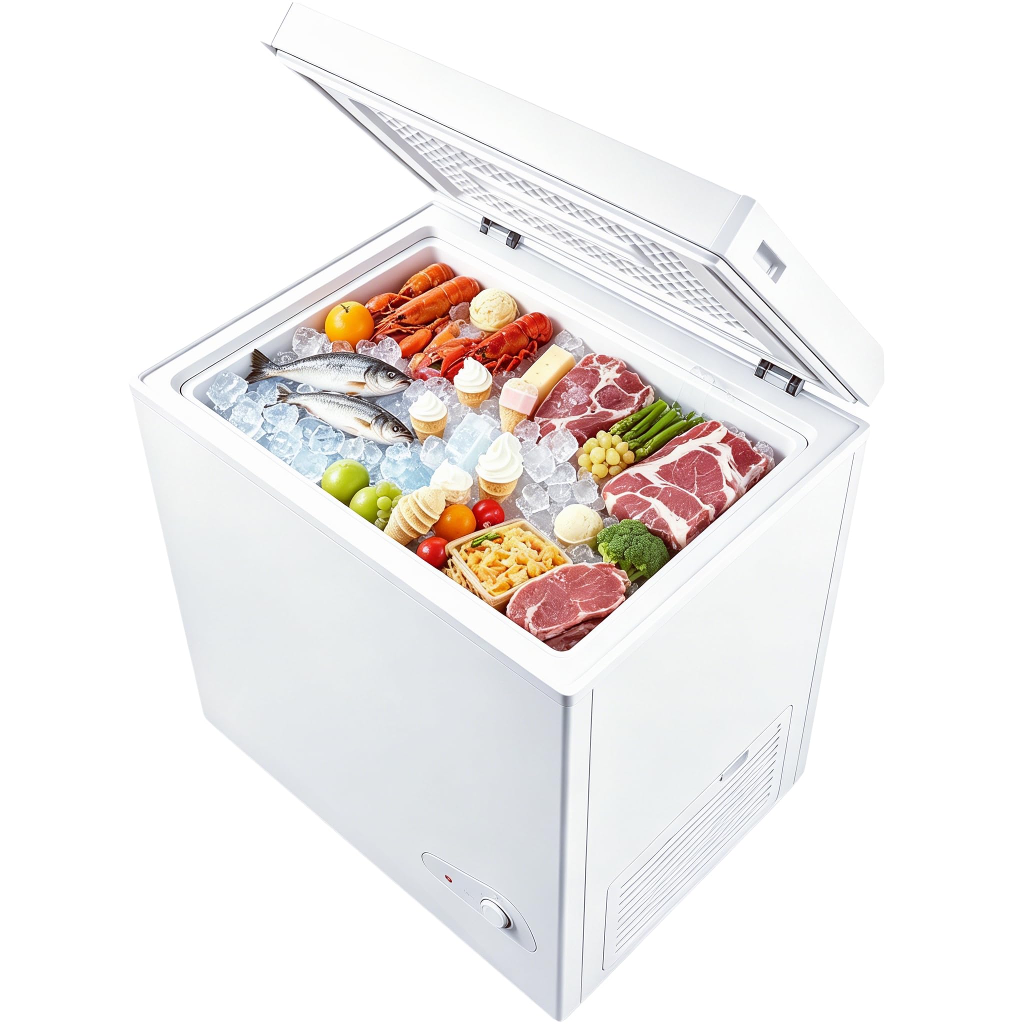 Casanta 3.5 Cu.Ft Chest Freezer, Compact Deep Freezer with 2 Removable Baskets, Convertible Refrigerator & Freezer (-0.4℉ to 50℉), Energy Saving Freestanding Freezer for Garage, Home, Arctic White | Fridge.com