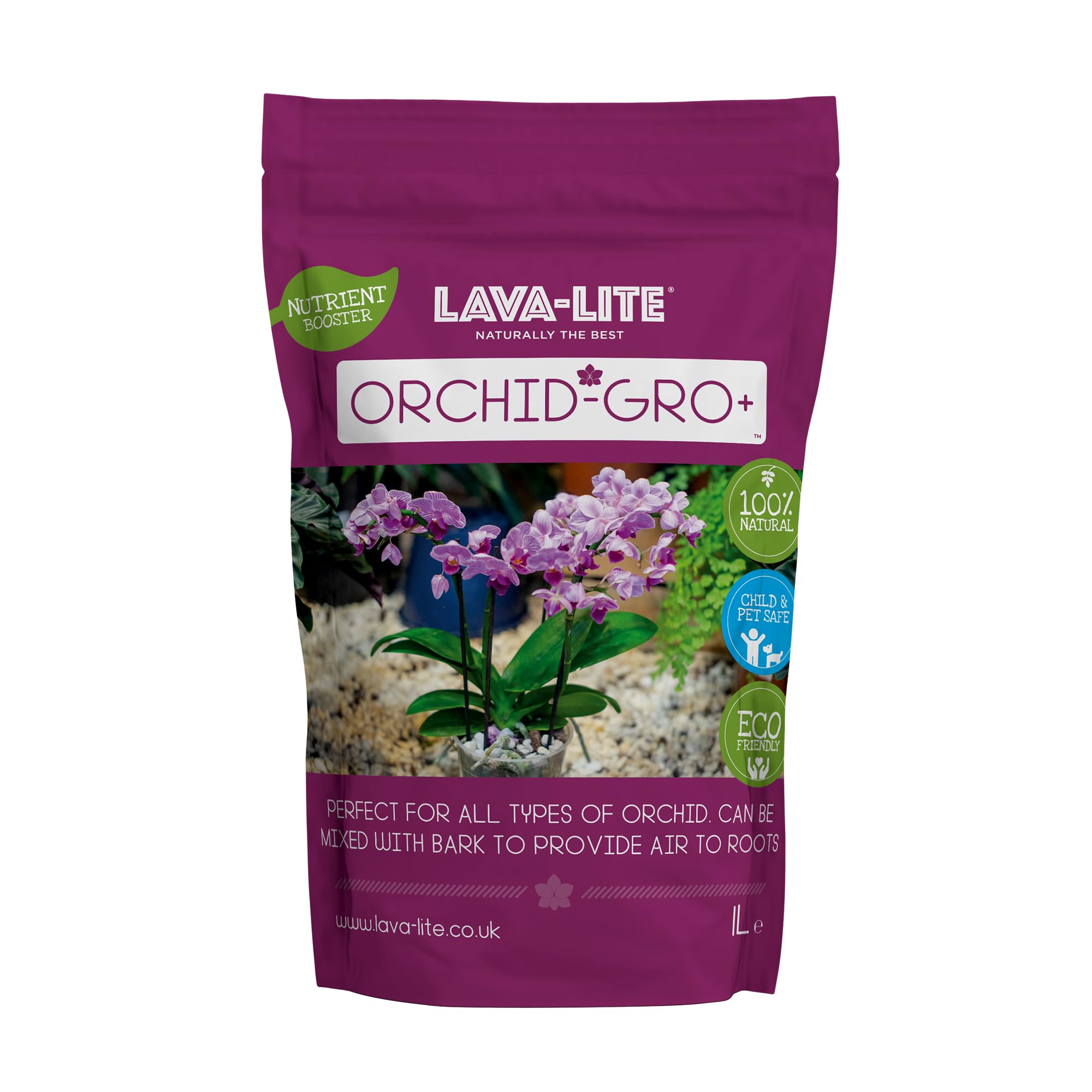 Lava-Lite Orchid Gro+ Orchid potting mix for Healthy Blooms and Growth, Orchid Care, Orchid feed ideal for home grown Orchids and indoor collections Available in 1 Ltr or 3 Ltr (1 Litres)