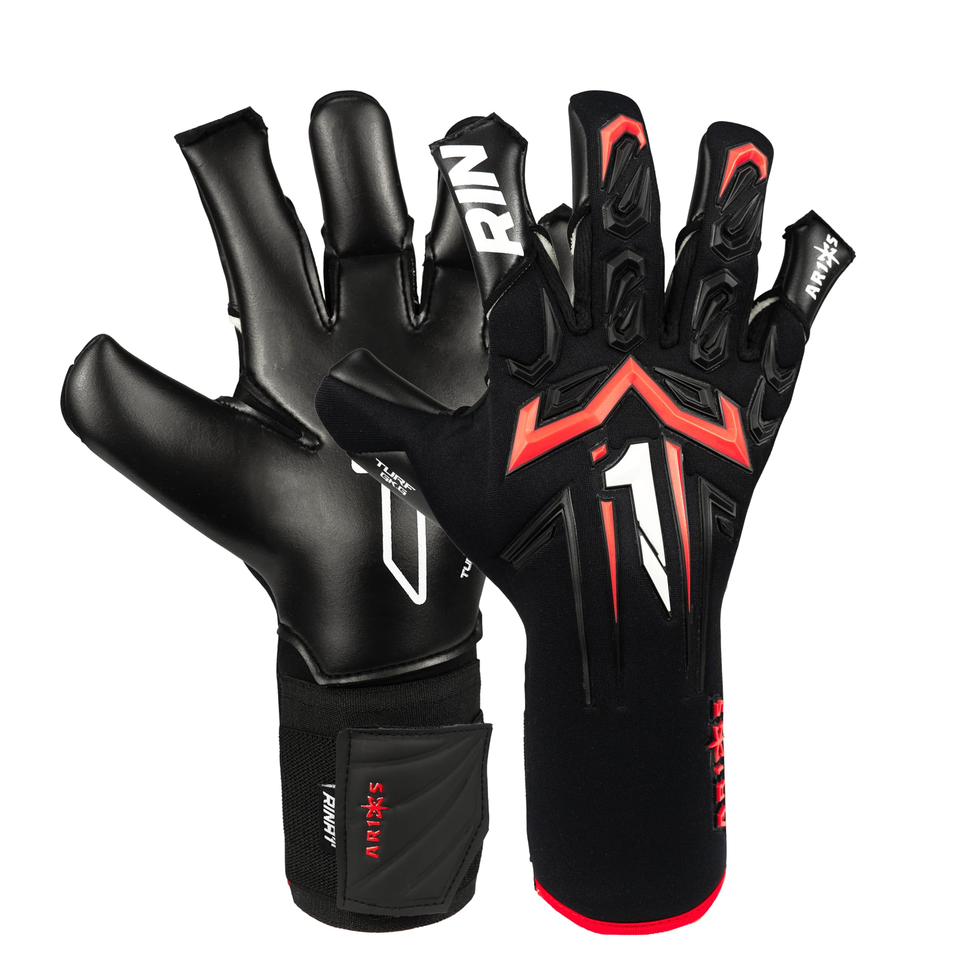 Rinat Guante de Portero Aries X Turf, Negro, Unisex Adulto