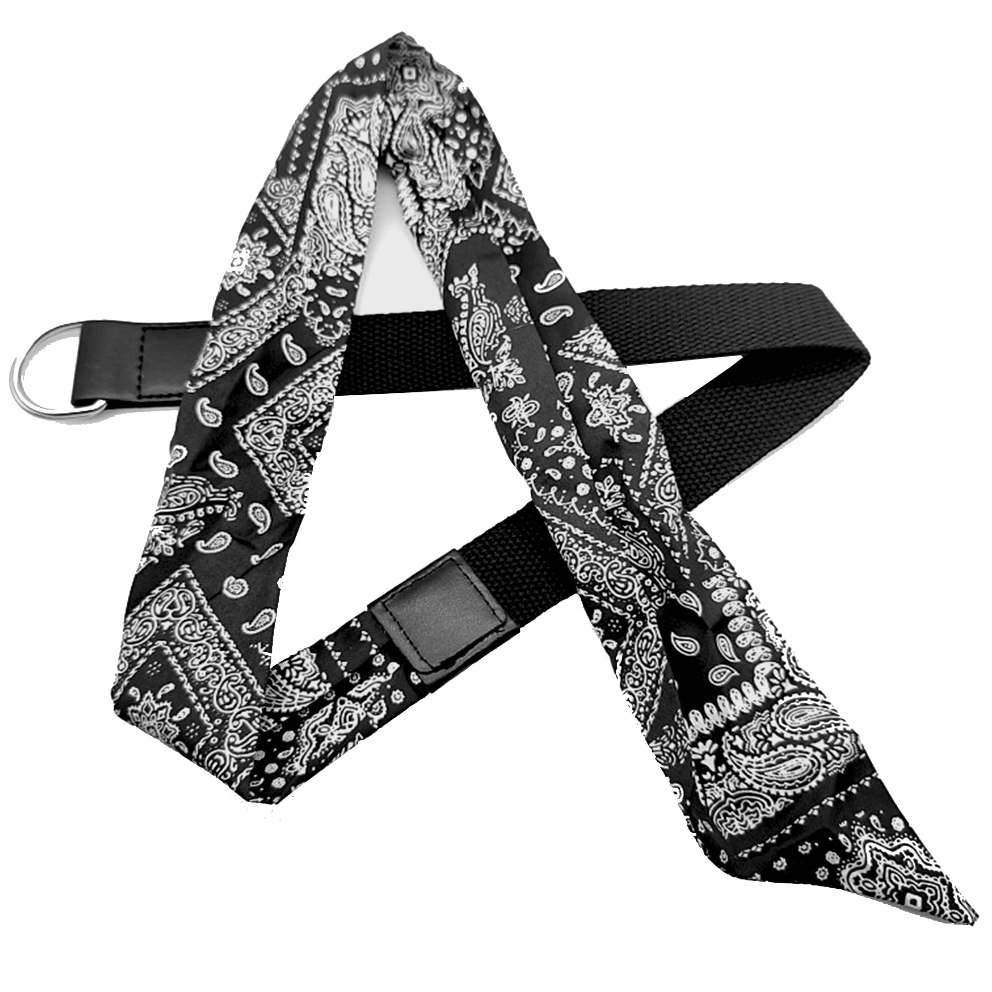 Women Boho Canvas Cowboy Belt Blue Paisley Western Belts with Double D-Ring Buckle 1 5 Wide