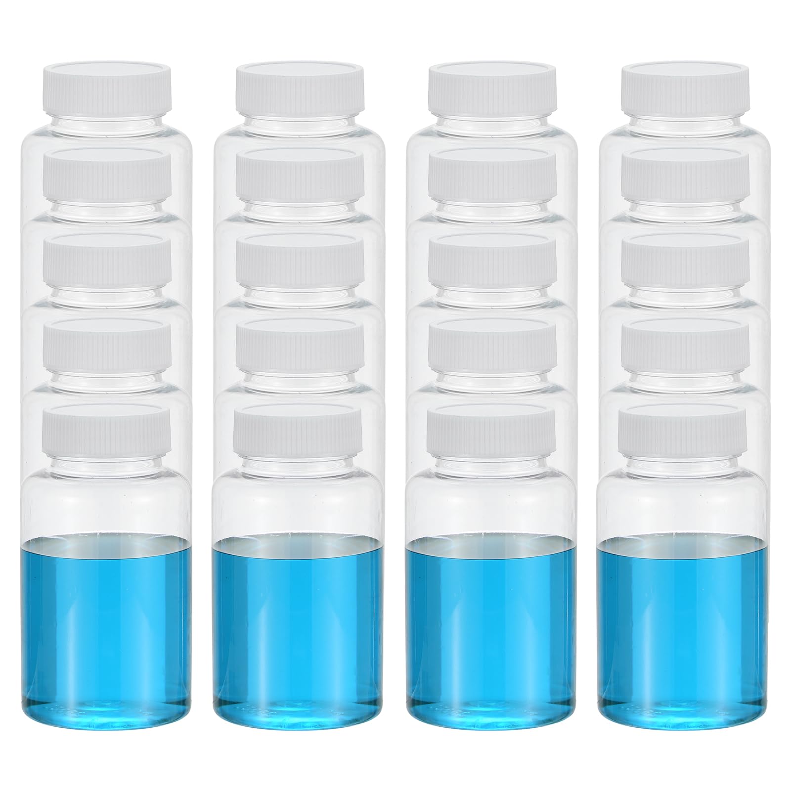 PATIKIL 20pz Boccette da 250ml per Reagenti, Bottiglie Tondo a Bocca Larga in Pet con Tappo a Vite per Acqua Laboratorio Sigillo Conservazione Campioni Solidi, Trasparente