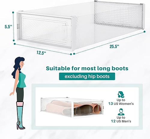 Miniatura 3 de PARANTA Cajas de almacenamiento extra grandes para botas y zapatos, organizador apilable de plástico transparente para zapatos, cajas de zapatos que