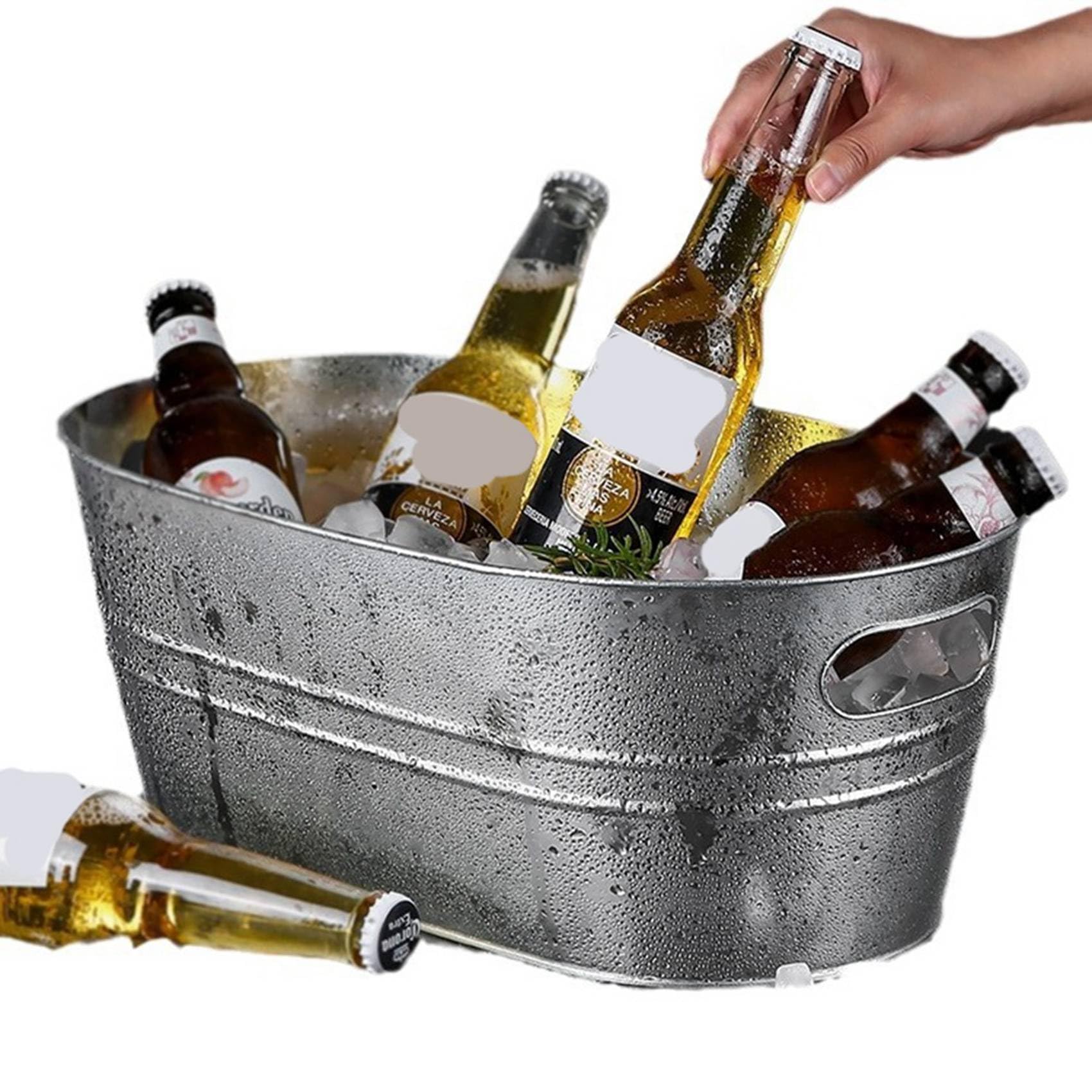 2 cubos de hielo, bañeras galvanizadas, para fiestas, bebidas para amantes de la barbacoa, cubos para bebidas