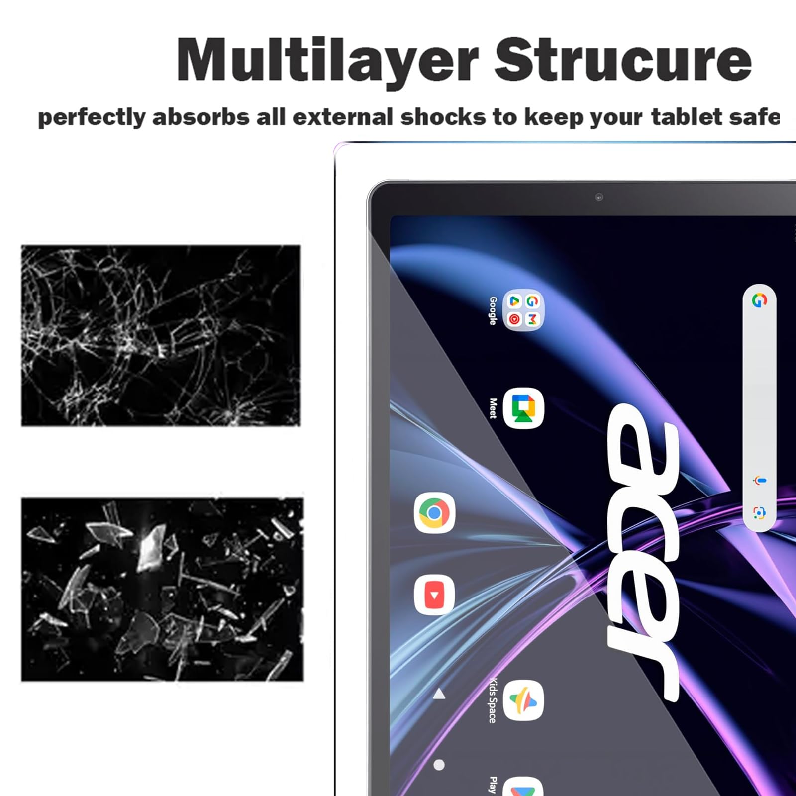 Pellicola Vetro Temperato per Acer Iconia Tab A10 (10.1 Pollici) 2 Pezzi Durezza 9H Anti-Graffio HD Trasparente