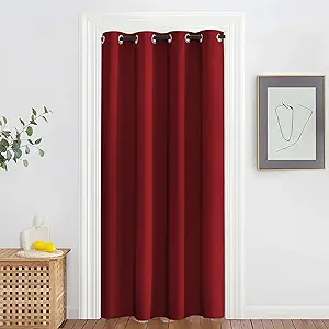 NICETOWN Blackout Doorway Curtain Drape 78 inch Long - Grommet Noise Reducing Thermal Insulated Solid Modern Window Treatments for Bedroom Closet (1 Panel, 52 x 78 Inch, Burgundy Red)