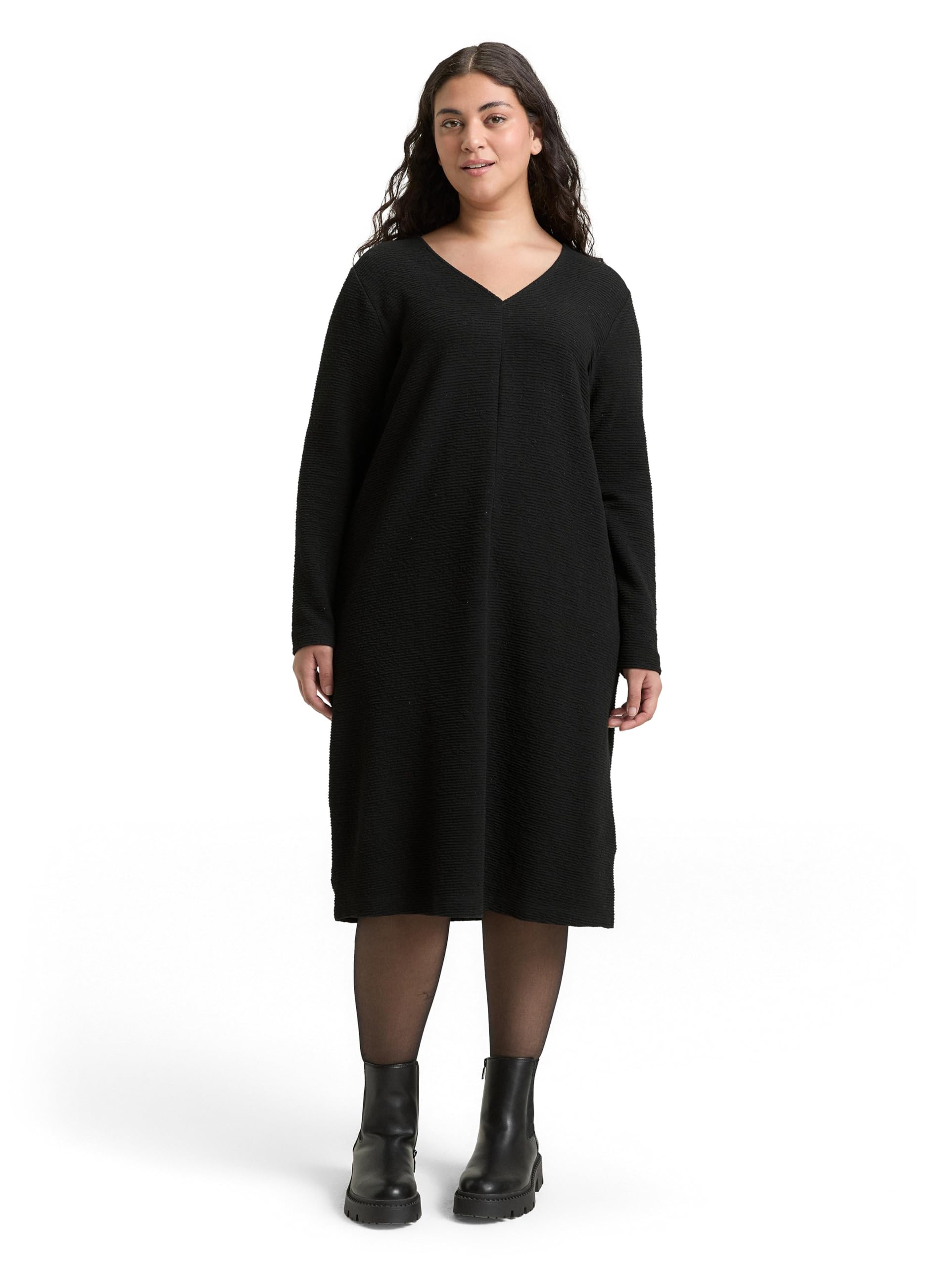 TOM TAILOR Damen 1049531 Plus Size - Kleid mit Glitzer-Effekt