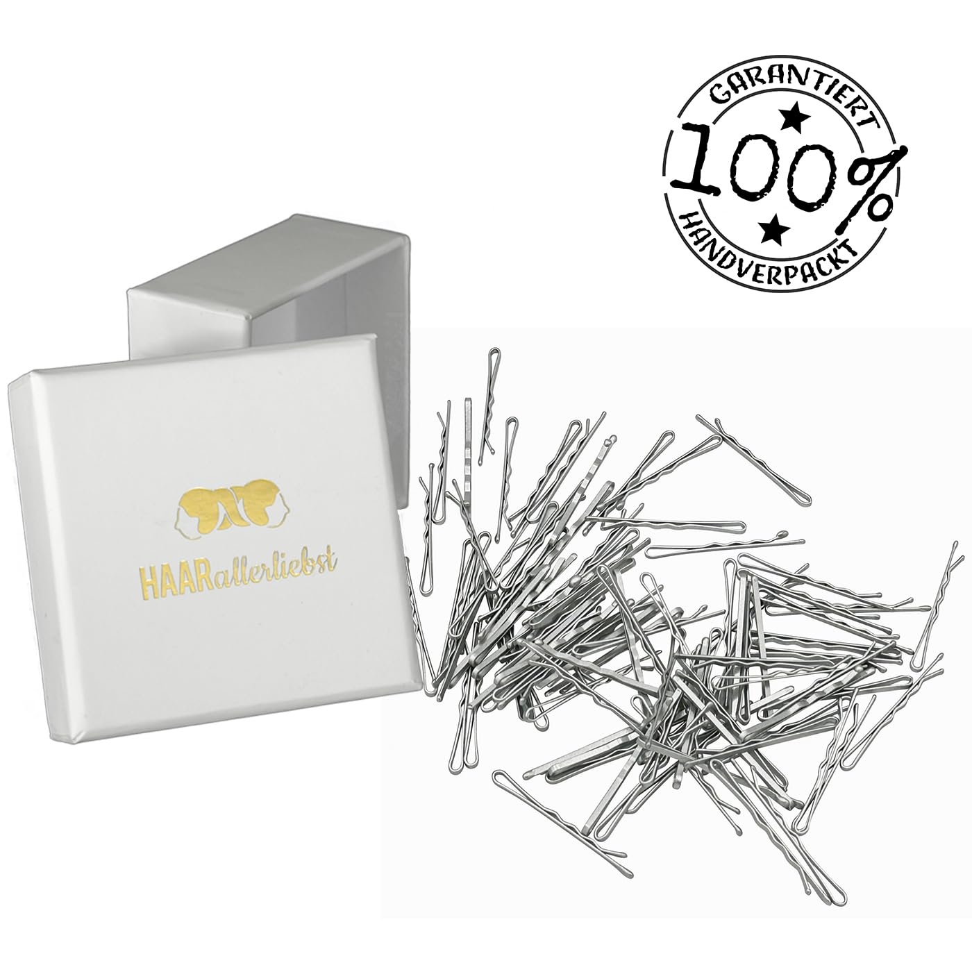 HAARallerliebst® Premium Bobby Pins Hair Clips, Pack of 100 Silver, Extra Wide and Stable, 5 cm Hair Pins Set - Image 4