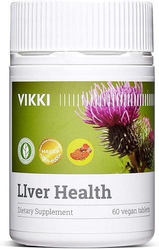 Vikki Suplemento de apoyo hepático de cardo mariano con cardo mariano, raíz de diente de león, cúrcuma y extracto de alcachofa para la salud del