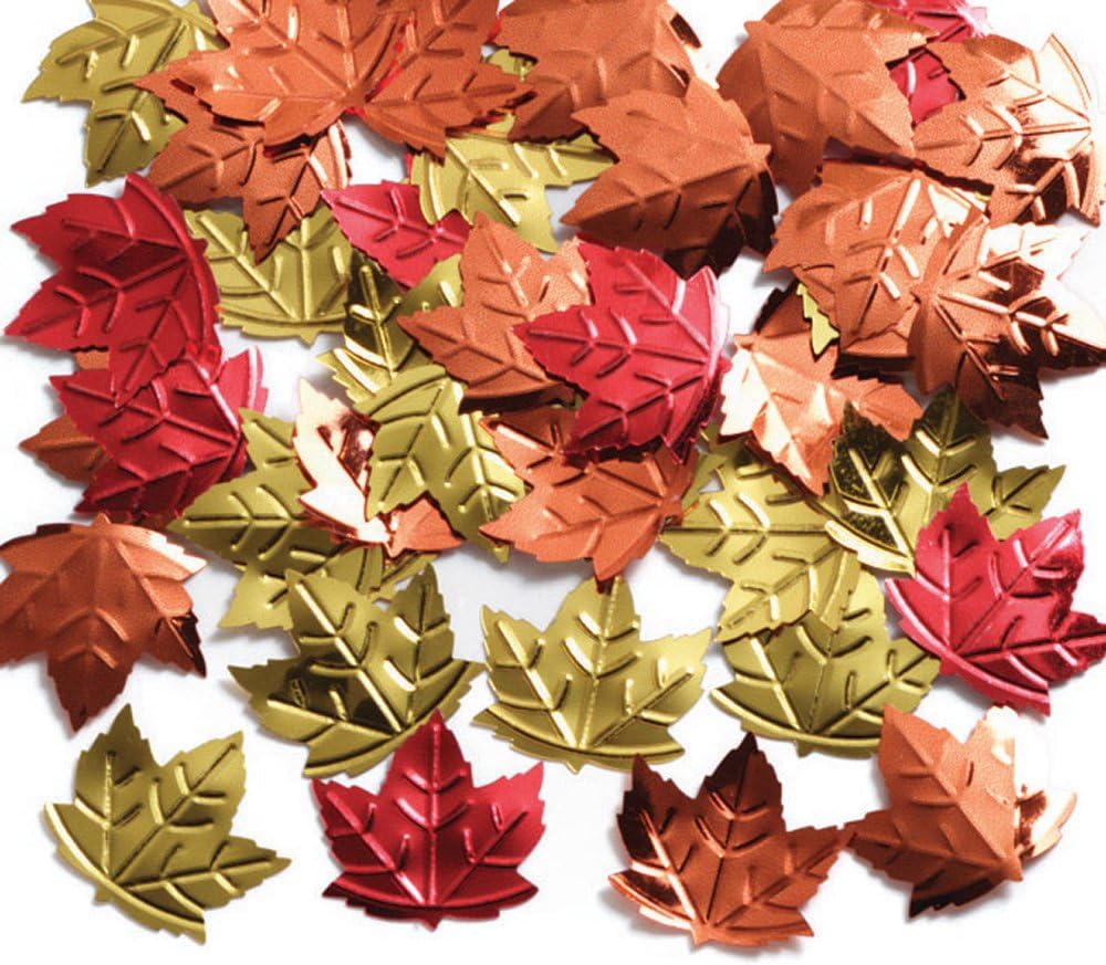 Creative Converting 12-Count Confetti, Embossed Maple Leaf