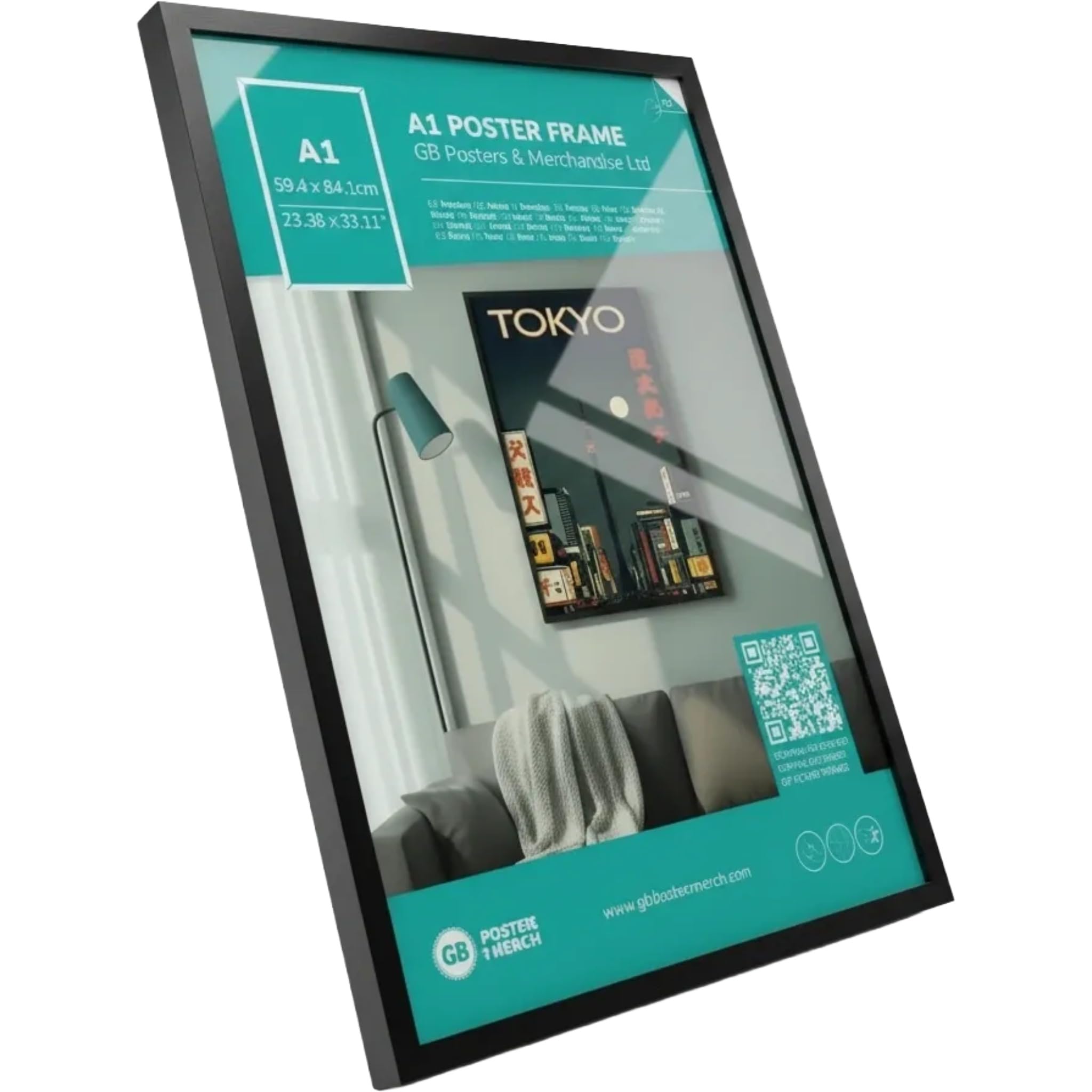 GB Eye FMA1A1BK Eton - Cornice MDF per Poster A1, Nero, 59.4 x 84.1 cm