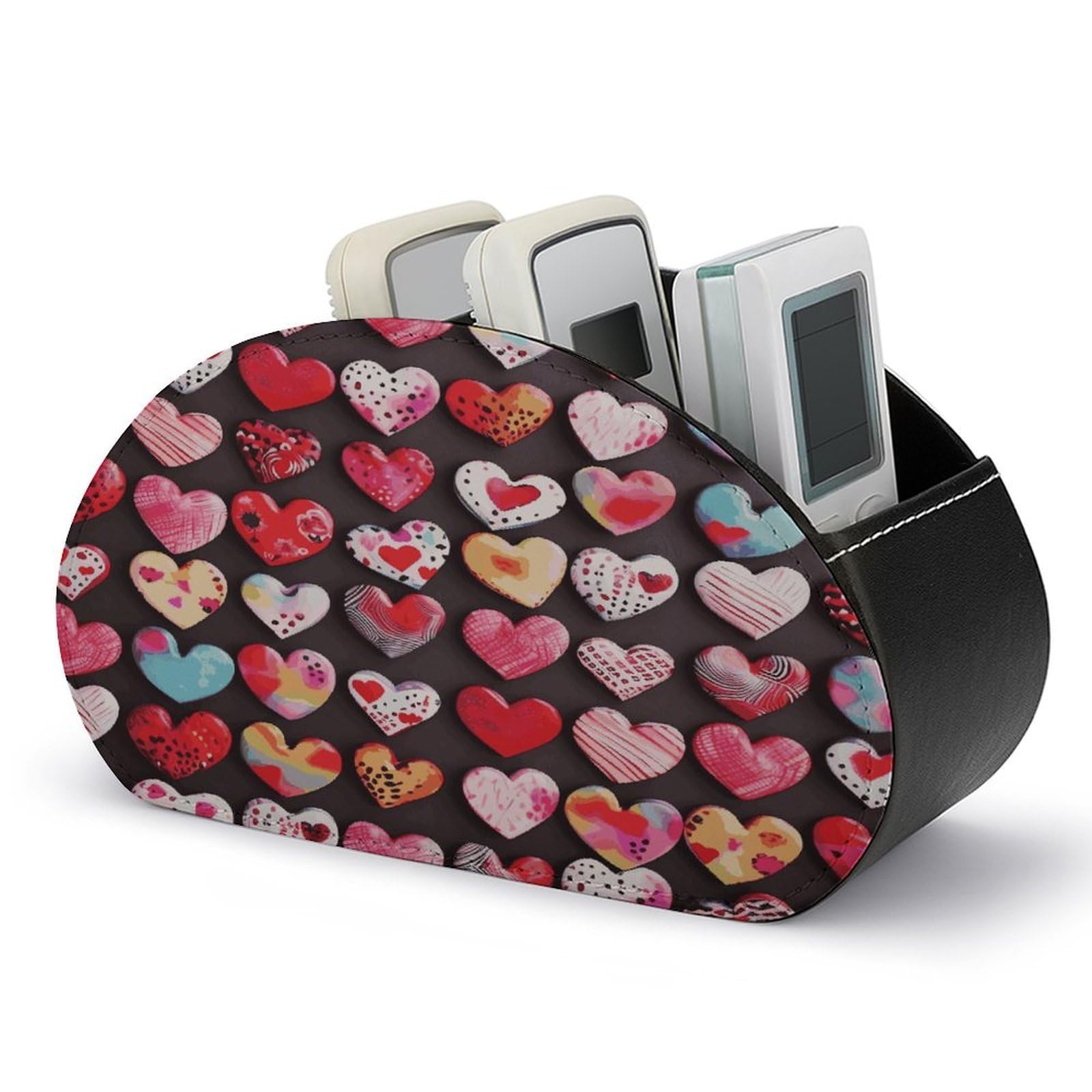 Btcowzrv Style Heart Shapes Remote Control Holder With 5 Compartments