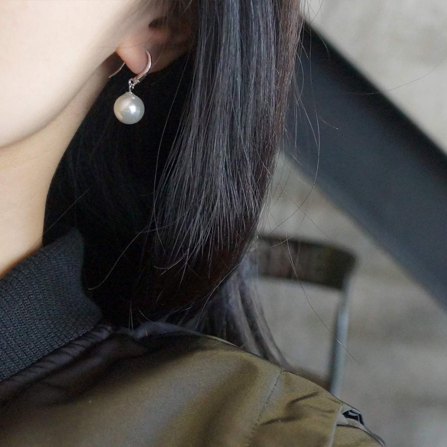 Han han 925 Sterling Silver Pearl Dangle Earrings for Women 10MM - Image 5