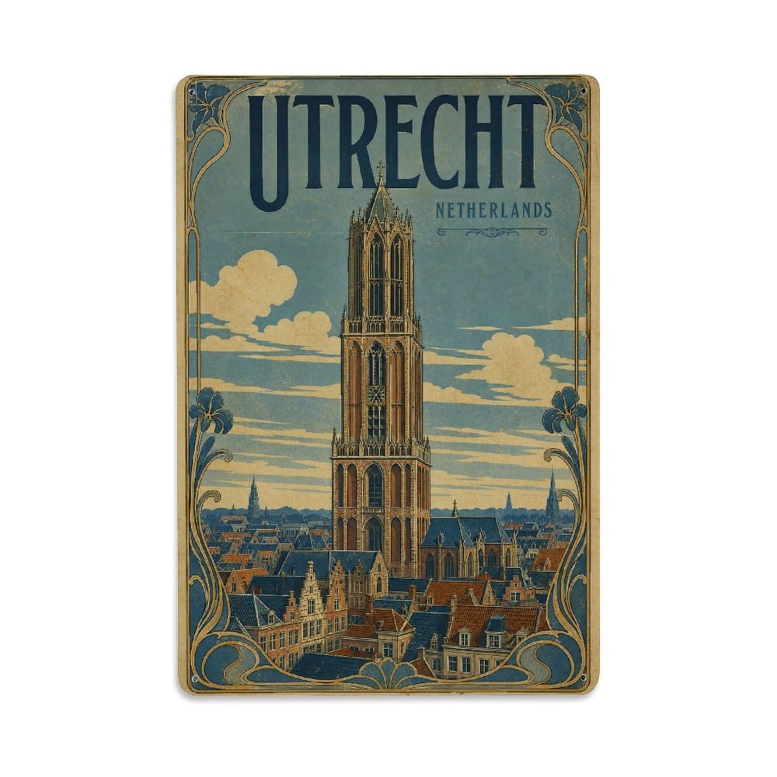 Vintage Travel Netherlands Utrecht Metal Tin Sign