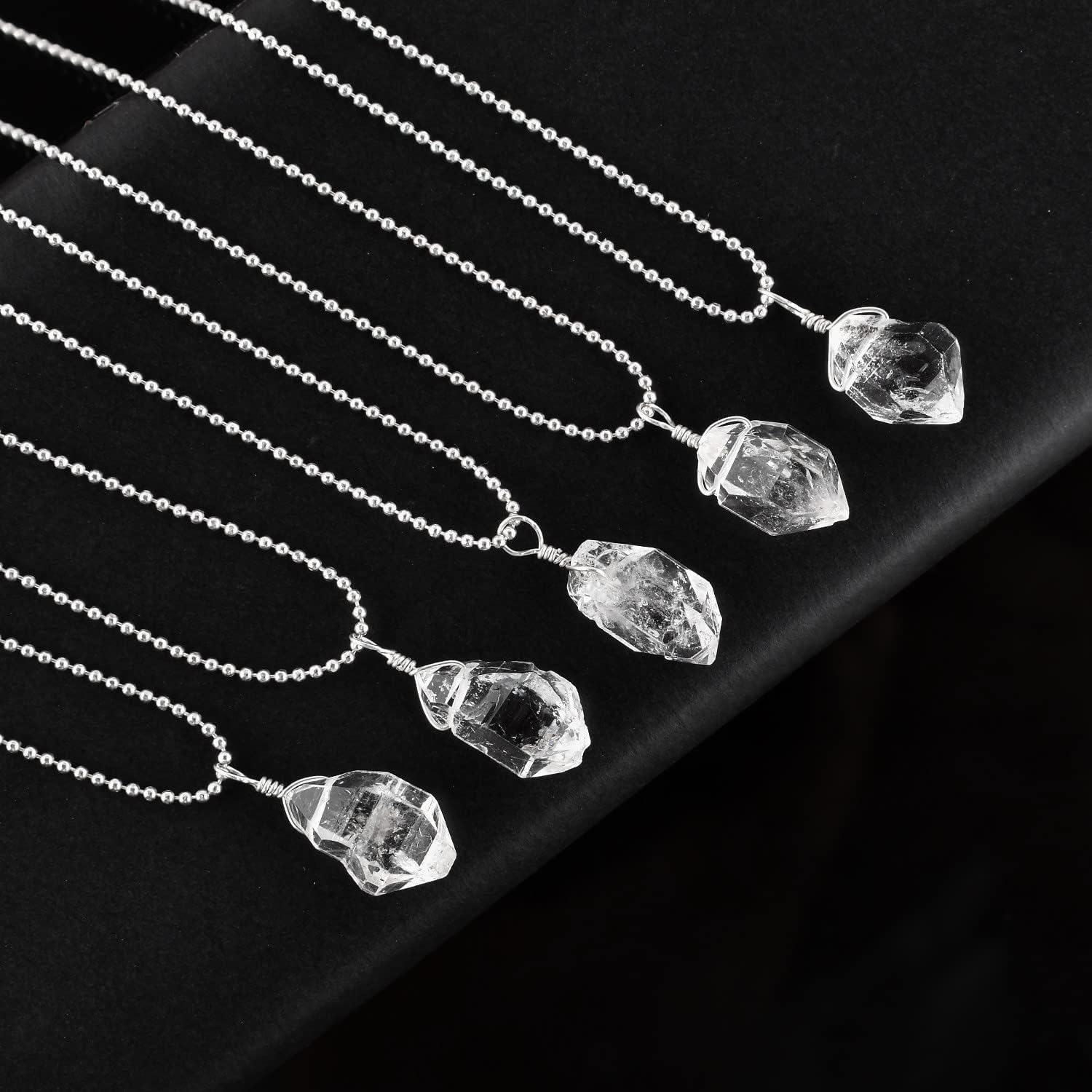 Natural Gemstones Pendant Necklace, Rough Stones, Silver Plated, Chakra Healing Crystals, Handmade, Wedding, Birthday, Minimalist, Jewelry for Women - Image 6