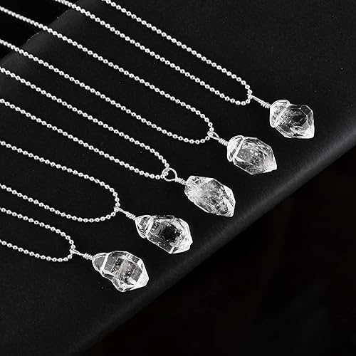 Miniatura 35 de Natural Gemstones Pendant Necklace, Rough Stones, Silver Plated, Chakra Healing Crystals, Handmade, Wedding, Birthday, Minimalist, Jewelry for Women