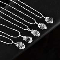 Vista 6 de Natural Raw Herkimer Diamond Quartz Pendant Necklace, Rough Gemstones, Chakra Healing Crystals, Silver Plated, April Birthstone, Handmade, Women